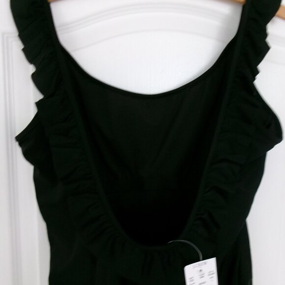 New J. Crew Black Ruffle Neckline Swimsuit Scooped Back L Large New with Tag - Picture 5 of 9